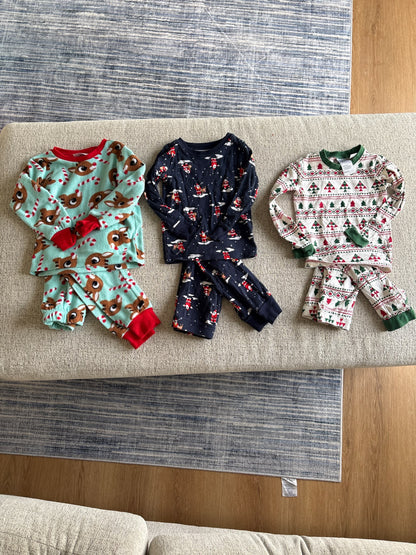 Set of 3 3T Christmas Pajamas, Kids 3T