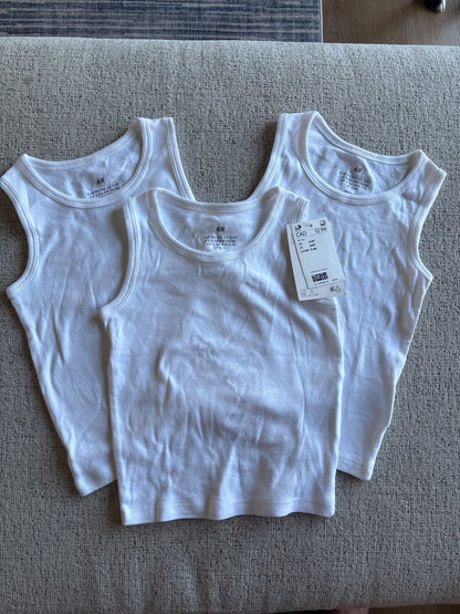New With Tags: 3 piece white tanks, Kids 3T