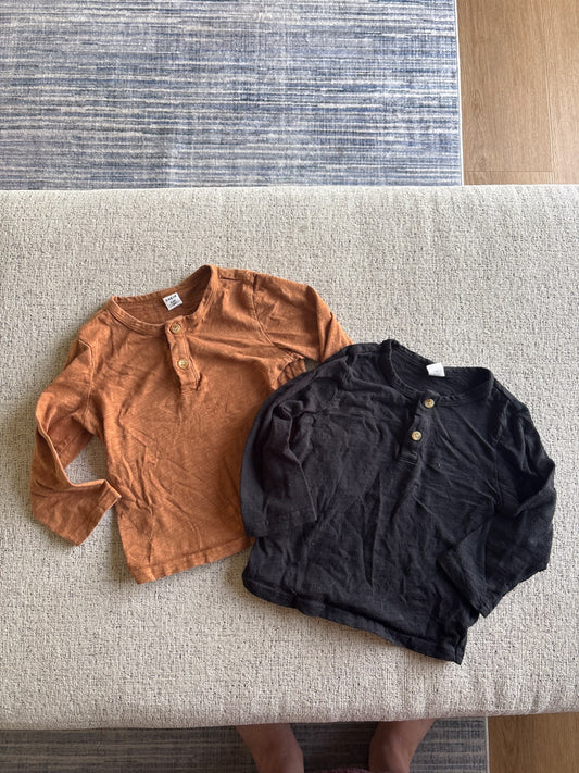 Set of 2 quarter button long sleeve size 3T, Kids 3T