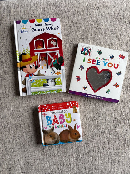 Set of 3 interactive baby board books