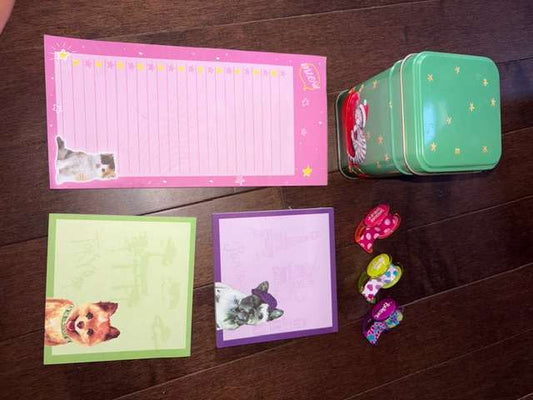 Cat Dog Stationary and Tin for organizing