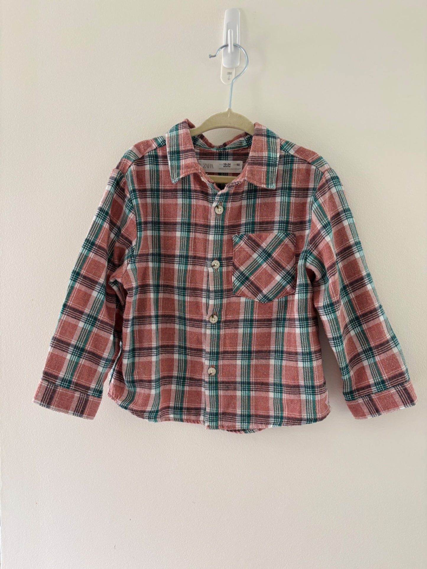 Plaid Zara Button-up "Mountains are Calling" (18-24m) , Kids 24 Month (18-24M)