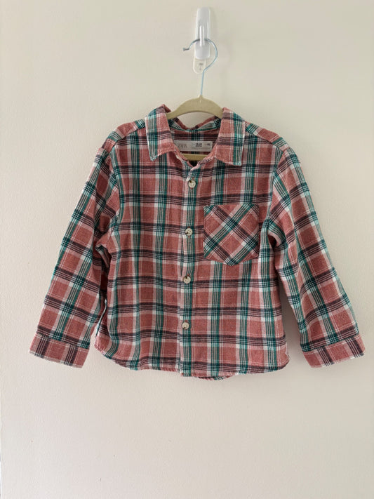 Plaid Zara Button-up "Mountains are Calling" (18-24m) , Kids 24 Month (18-24M)