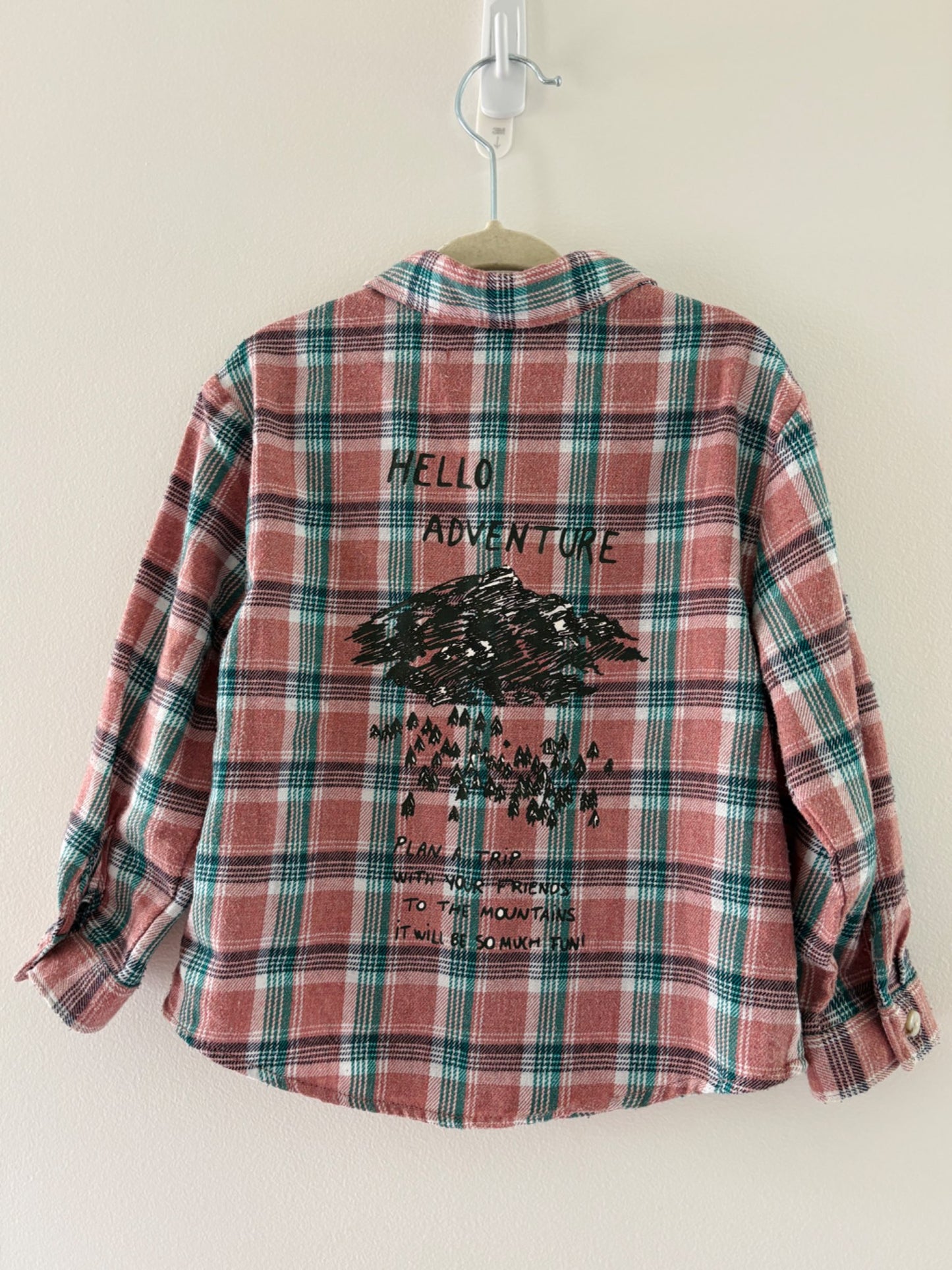 Plaid Zara Button-up "Mountains are Calling" (18-24m) , Kids 24 Month (18-24M)