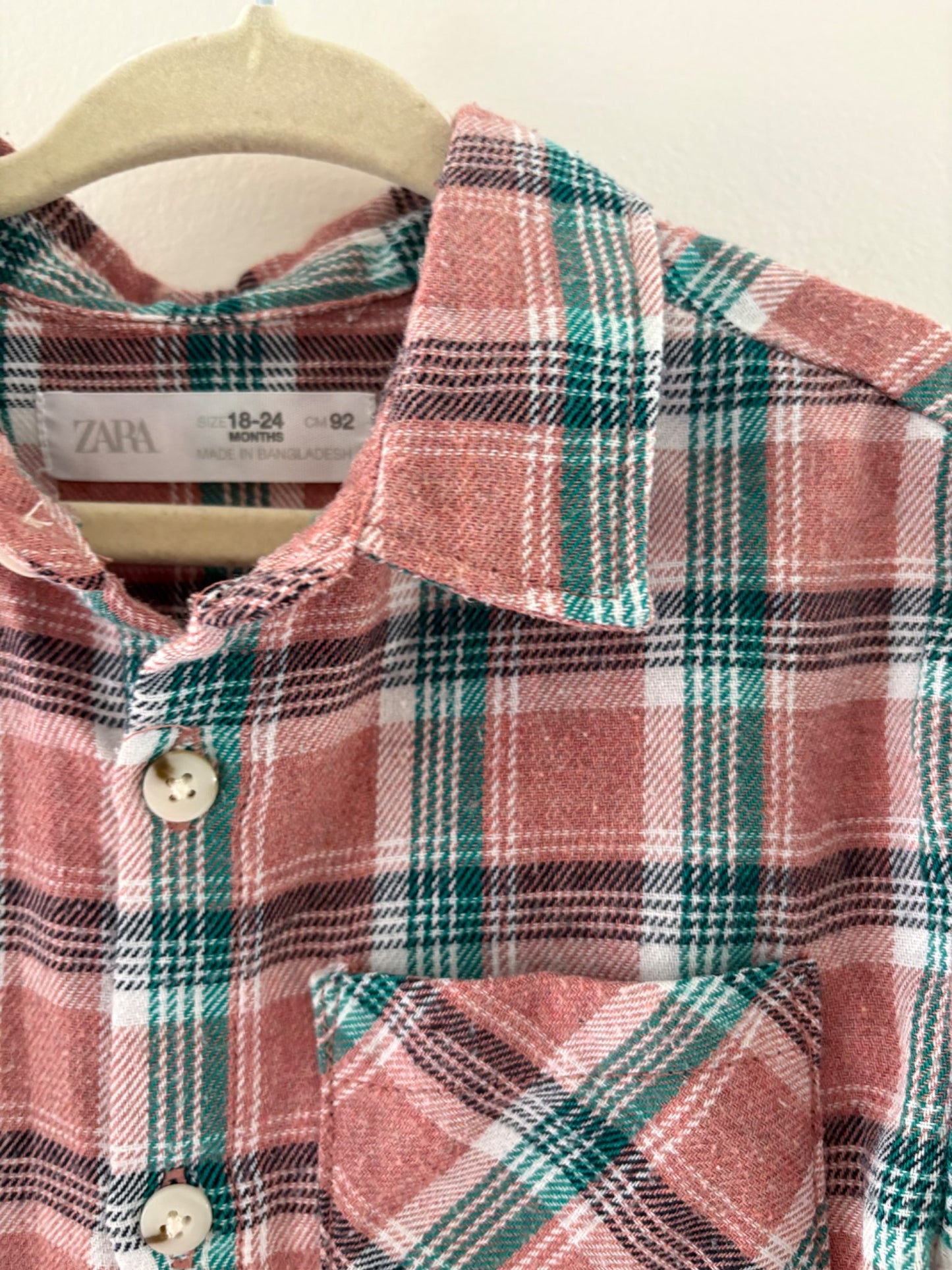Plaid Zara Button-up "Mountains are Calling" (18-24m) , Kids 24 Month (18-24M)