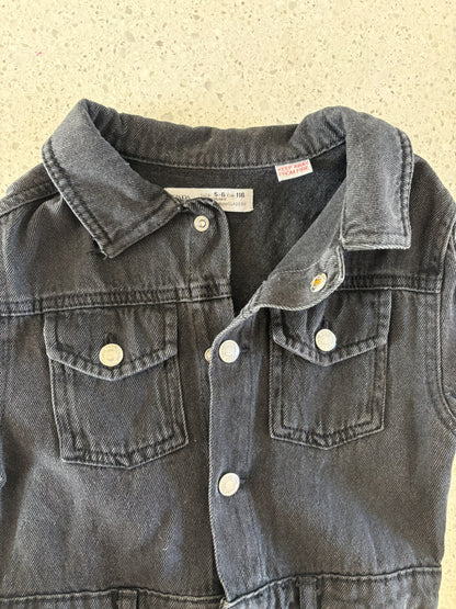 Dark Denim Button-up Jumpsuit(5/6) , Kids 5/5T