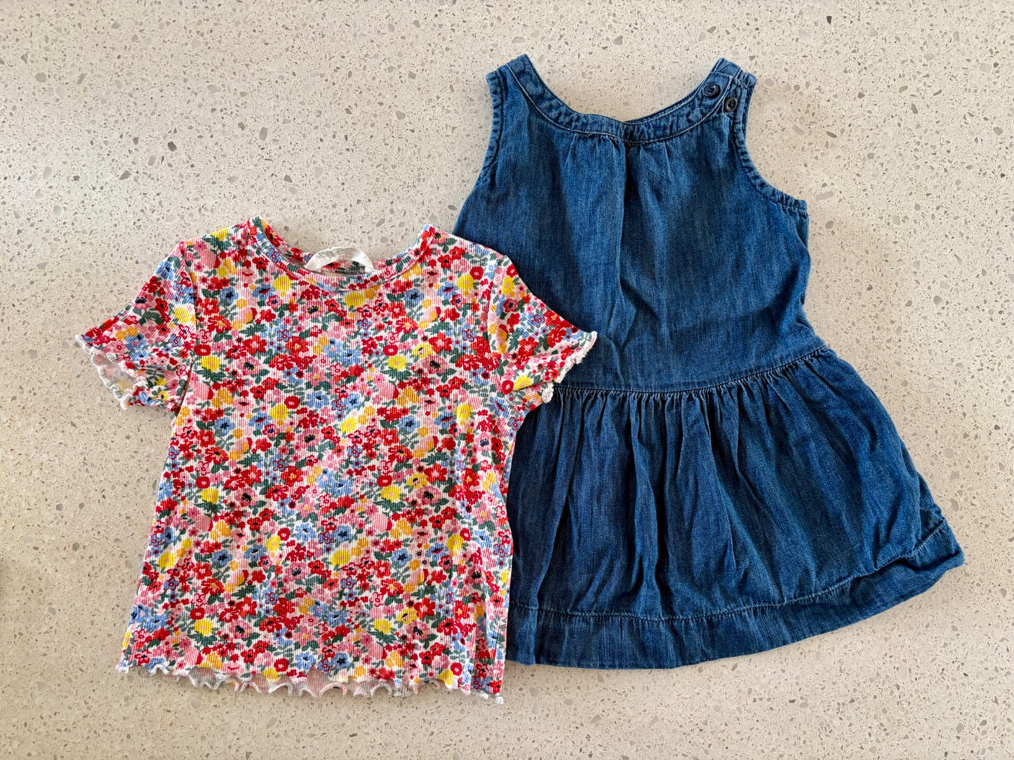 Denim Dress & Floral Shirt Bundle (Gap& H&M) , Kids 24 Month (18-24M)