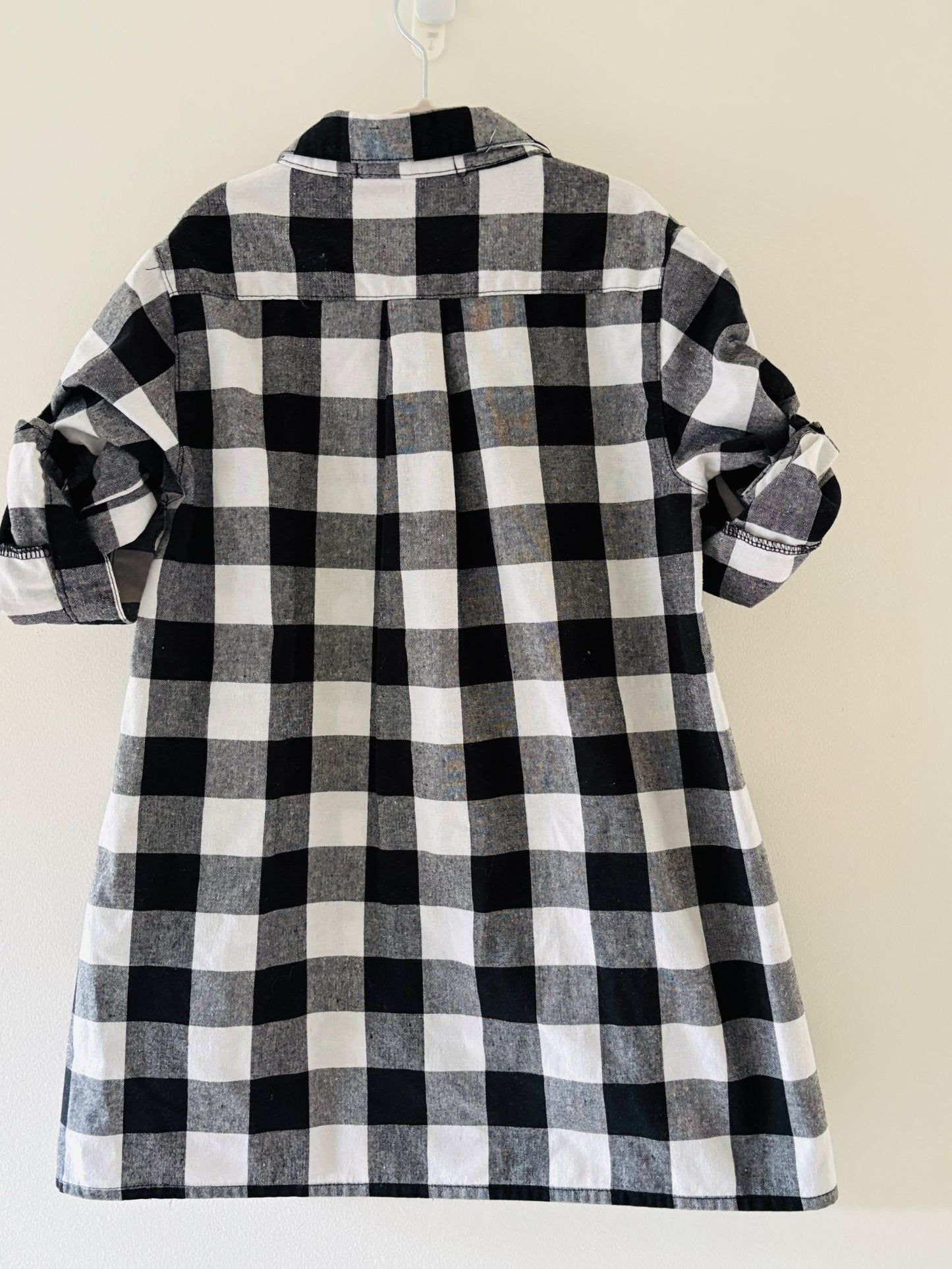 Black & White Plaid Dress , Kids 6/6X
