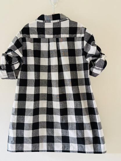 Black & White Plaid Dress , Kids 6/6X