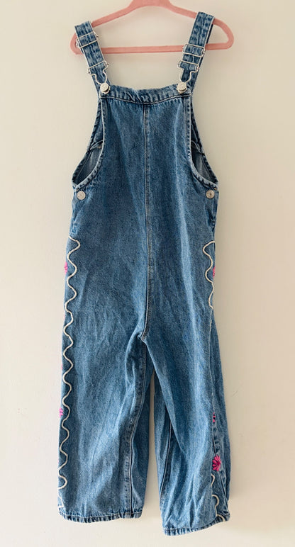 Zara Denim Overalls with Floral Detail , Kids 6/6X