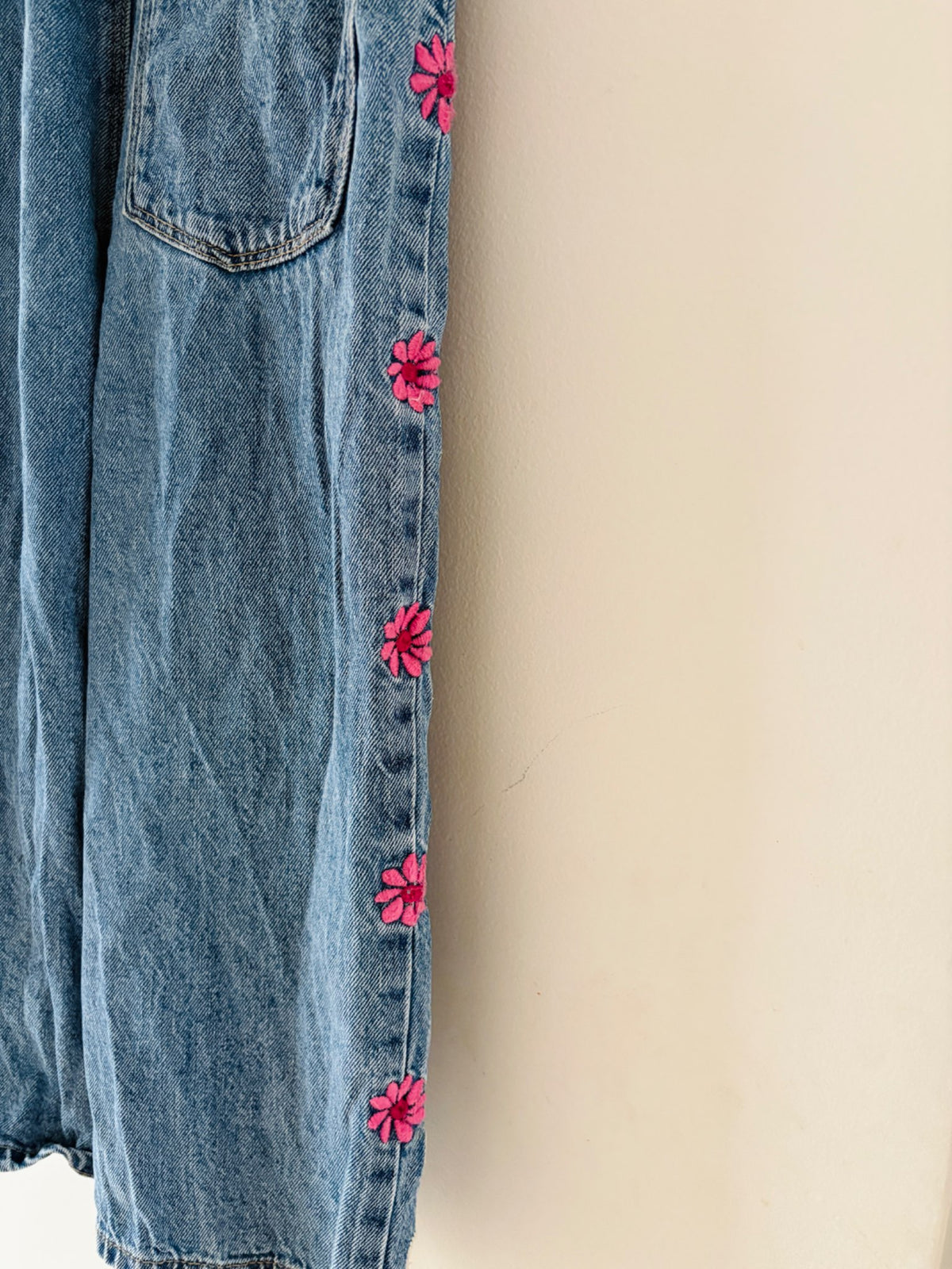 Zara Denim Overalls with Floral Detail , Kids 6/6X