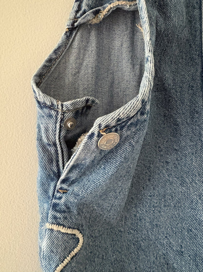 Zara Denim Overalls with Floral Detail , Kids 6/6X