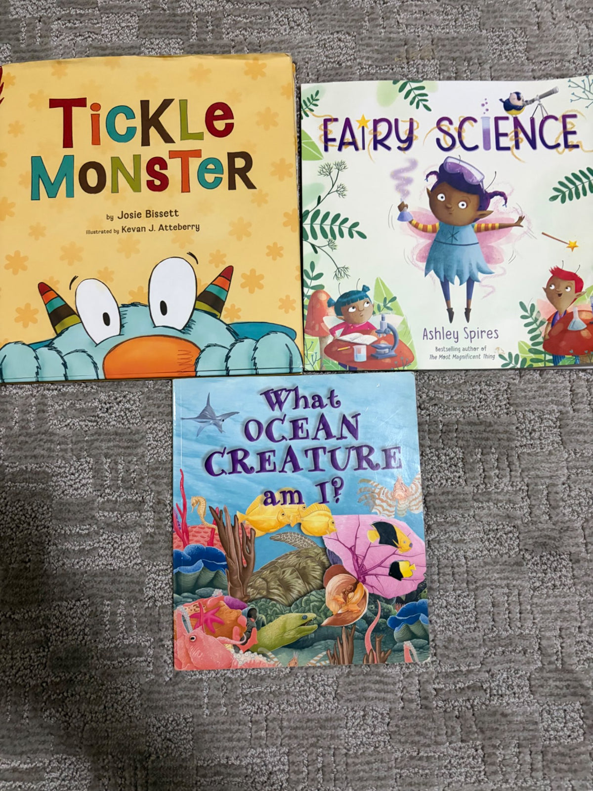 Set of 3 books- Tickle Monster, Fairy Science, Ocean Creatures