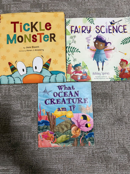 Set of 3 books- Tickle Monster, Fairy Science, Ocean Creatures