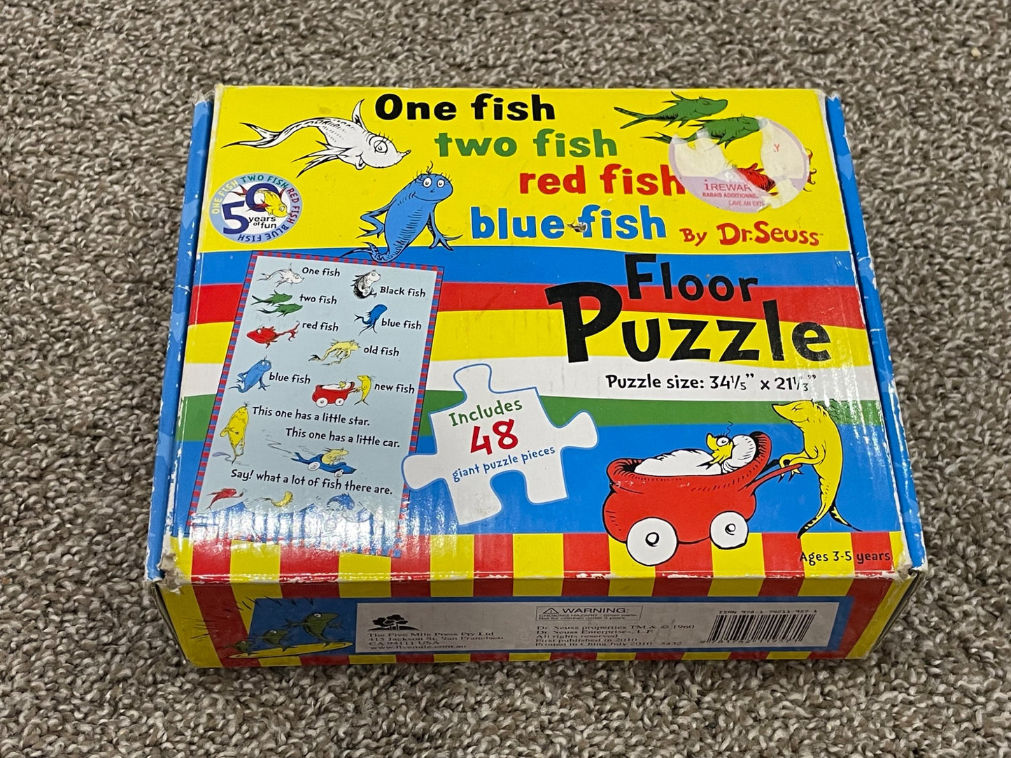 Kids Dr. Suess One Fish Two Fish Red Fish Blue Fish Floor Puzzle