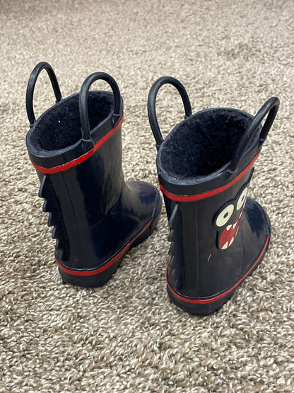 Boys Monster Rain Boots with warm cozy lining, Size 4, Very Good Used Condition (VGUC), Shoes 4 (Baby: 0-12 mth)