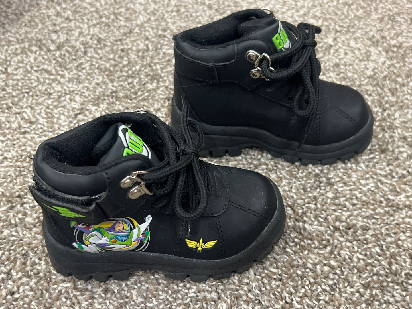 Boys Buzz Lightyear Black Boots, size 6, VGUC, Shoes 6 (Walkers:12-24 mth)