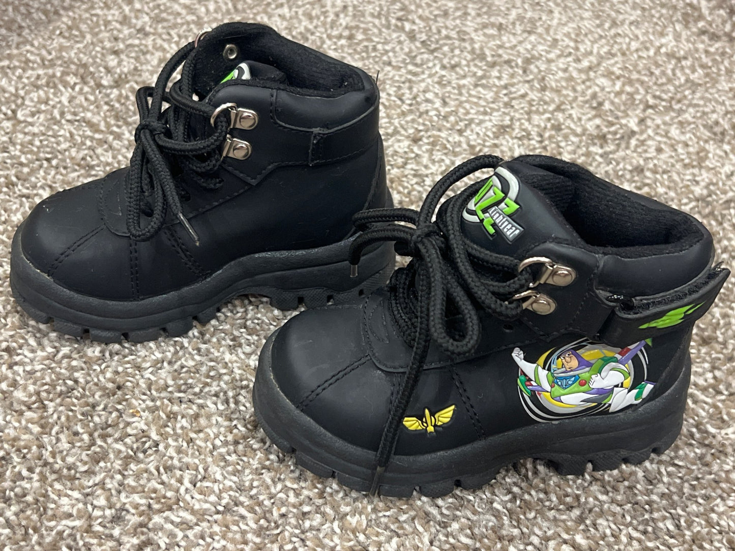 Boys Buzz Lightyear Black Boots, size 6, VGUC, Shoes 6 (Walkers:12-24 mth)