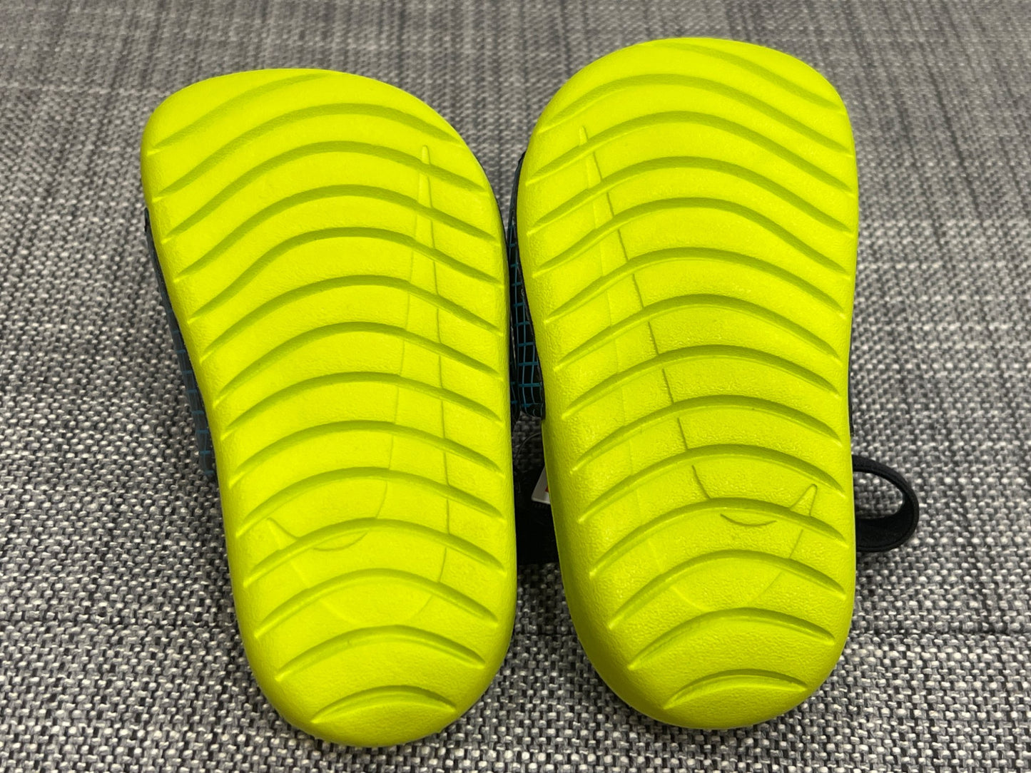 Nike Kawa Slide, Black/Aquamarine-Cyber-Black, size 7c, NWT, MSRP $30, Shoes 7 (Walkers:12-24 mth)
