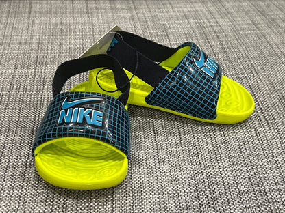 Nike Kawa Slide, Black/Aquamarine-Cyber-Black, size 7c, NWT, MSRP $30, Shoes 7 (Walkers:12-24 mth)