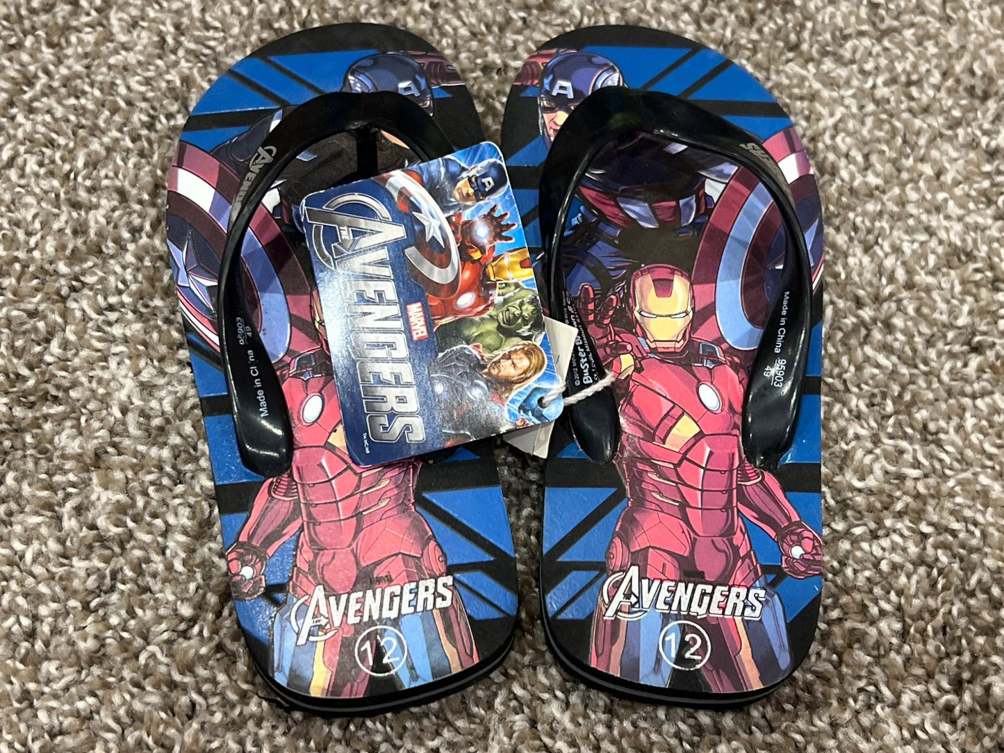 Boys, Marvel Avengers, Flip Flops, size 12, NWT, Shoes 12 (Toddler:2-4yr)