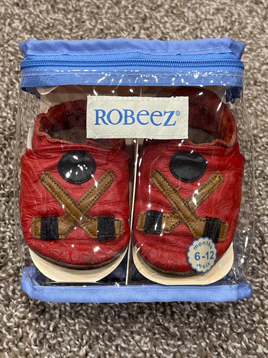Robeez, Red Hockey, soft sole shoes, size 6-12 mos, VGUC, Shoes 2.5 (Baby: 0-12 mth)