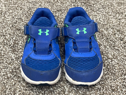 Boys, Blue/Green UA Running Shoes, Sneakers, size 7T, VGUC, Shoes 7 (Walkers:12-24 mth)