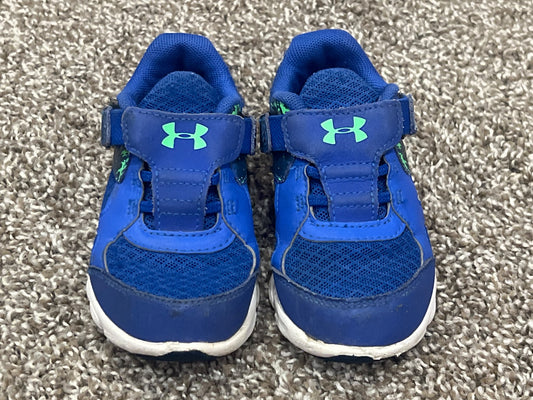 Boys, Blue/Green UA Running Shoes, Sneakers, size 7T, VGUC, Shoes 7 (Walkers:12-24 mth)