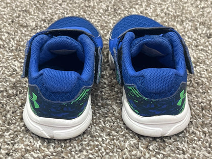Boys, Blue/Green UA Running Shoes, Sneakers, size 7T, VGUC, Shoes 7 (Walkers:12-24 mth)