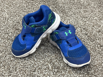 Boys, Blue/Green UA Running Shoes, Sneakers, size 7T, VGUC, Shoes 7 (Walkers:12-24 mth)