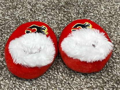 Baby Calgary Flames Slippers with black grip dot soft soles, approx. size 2, EUC, Shoes 2 (Baby: 0-12 mth)