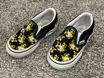 Vans Off the Wall Shoes, Toddler Boys skate shoes, Monster pattern, size 6, VGUC, Shoes 6 (Walkers:12-24 mth)