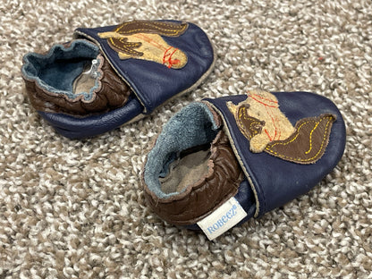 Robeez soft sole shoes, navy, horse, size 0-6 mos (approx size 1.5), VGUC, Shoes 1.5 (Baby: 0-12 mth)