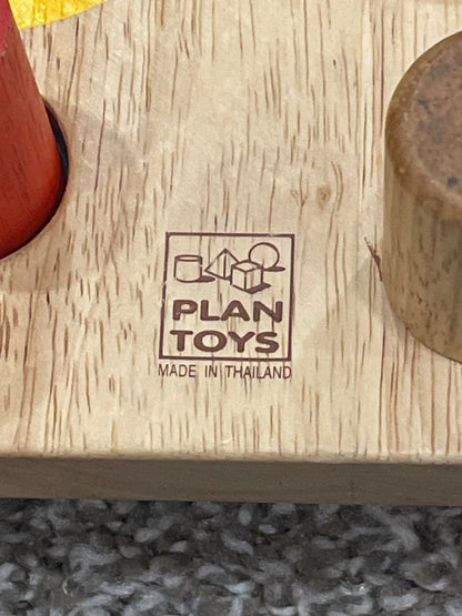 Wooden Hammer Peg Board with 4 Coloured Pegs and Mallet, VGUC, MSRP: $28.99