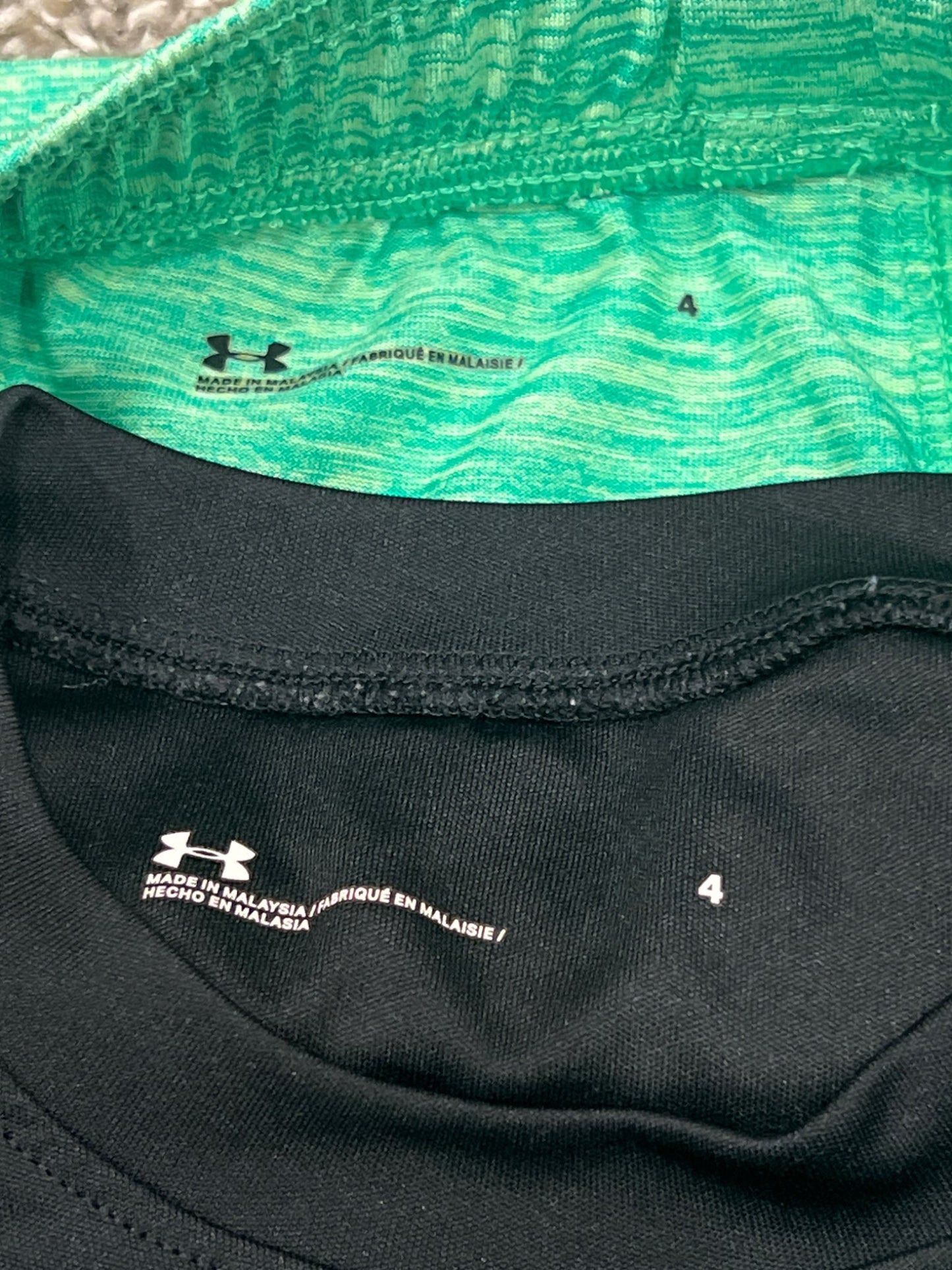 Boys Under Armour Black/Green Short Set, size 4, VGUC, Kids 4/4T