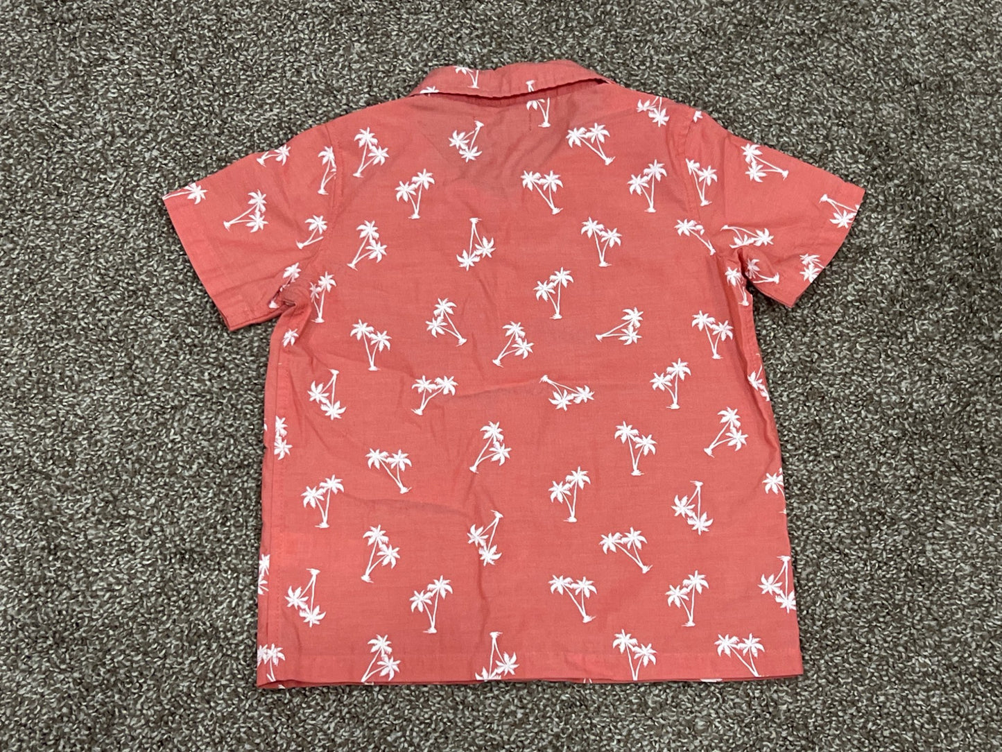 Boys, Salmon Red Tropical Button-up Shirt, size 4, VGUC, Kids 4/4T