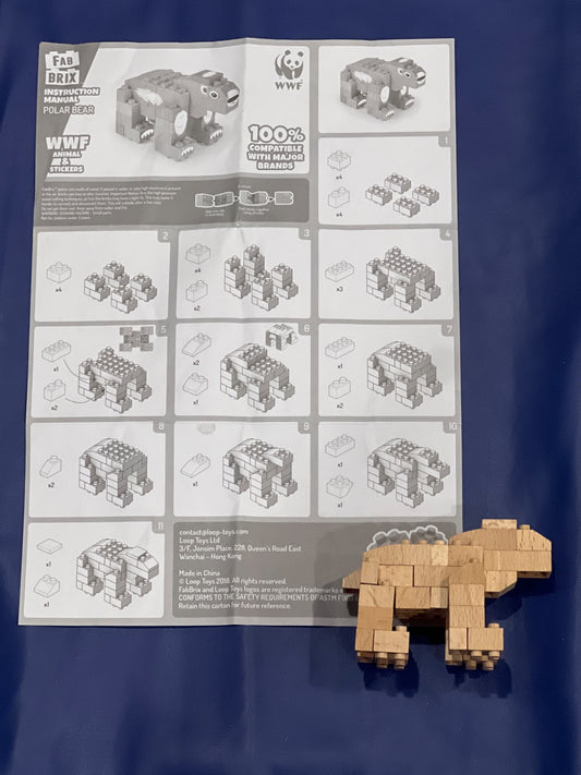 WWF Bear Fab Brix, Wooden Lego-type blocks, VGUC