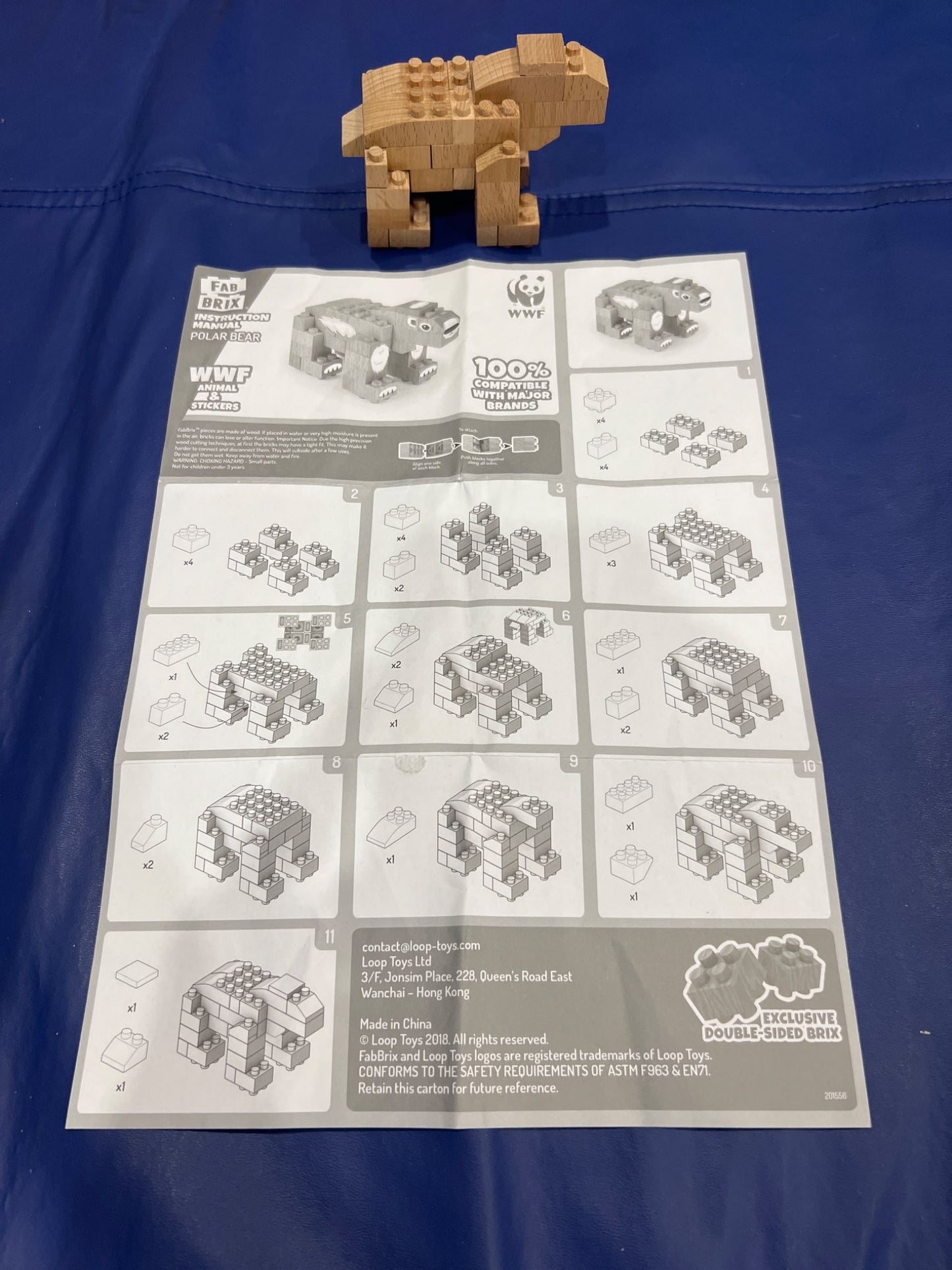 WWF Bear Fab Brix, Wooden Lego-type blocks, VGUC
