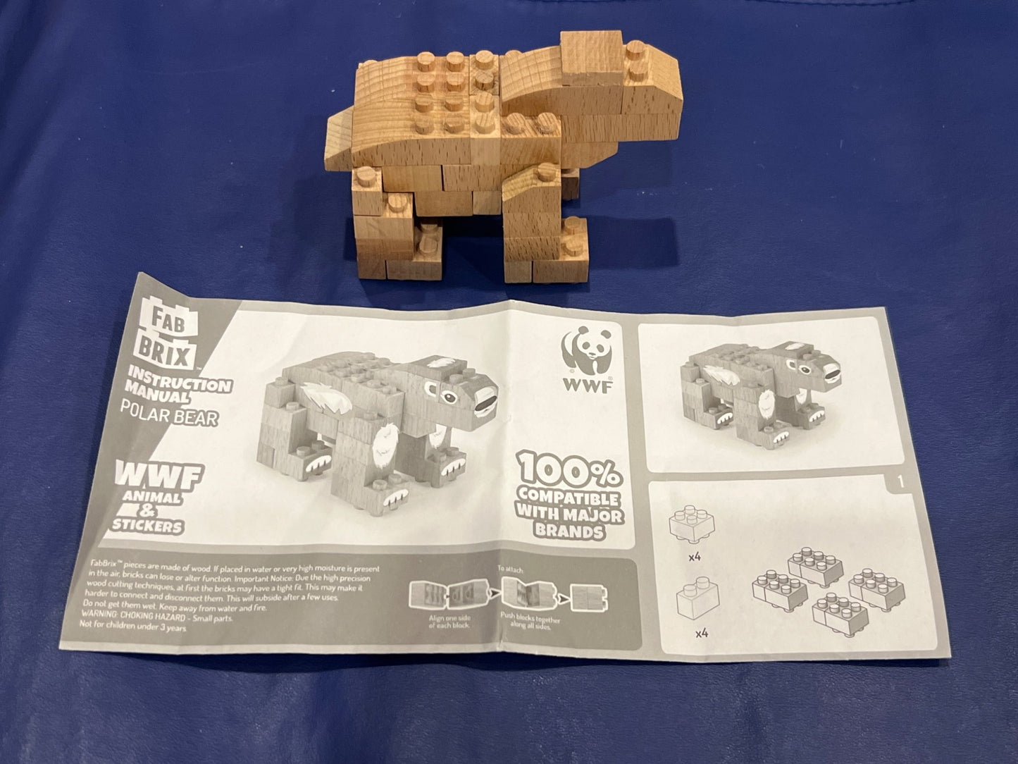 WWF Bear Fab Brix, Wooden Lego-type blocks, VGUC