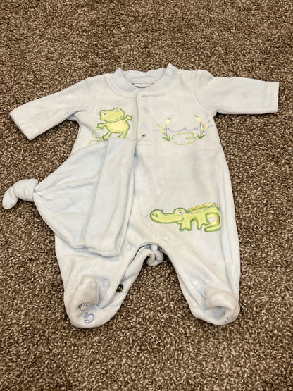Light Blue,  Sears Baby Velour Froggie Sleeper, size up to 7lbs, VGUC, Kids Newborn