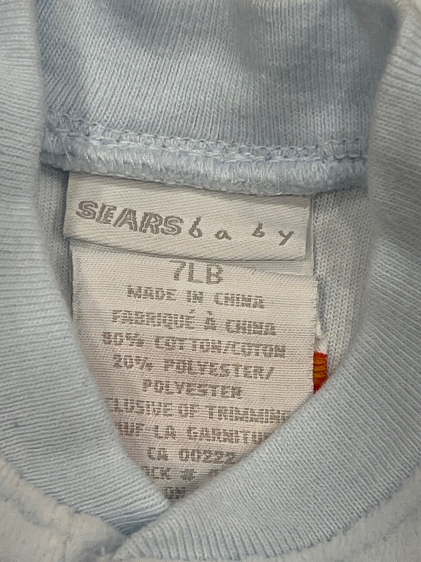 Light Blue,  Sears Baby Velour Froggie Sleeper, size up to 7lbs, VGUC, Kids Newborn