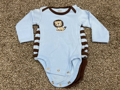 Carter’s, baby blue/brown Newborn 3-pc Outfit, fits 5-8lbs, VGUC, Kids Newborn