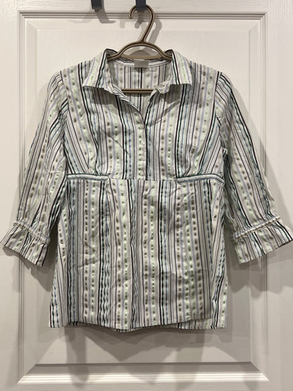 Motherhood Maternity, 3/4 sleeve striped dress shirt, size Medium, VGUC, Maternity M (8-10)