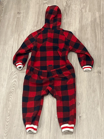 Kids Pookie, Buffalo Plaid Onesie Fleece Pajamas, size S (approx. 3-4), VGUC, Kids 3T