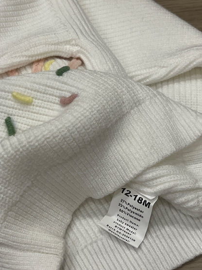 Girls, white sweater with “One” on front, size 12-18mos, EUC, Kids 18 Month (12-18M)