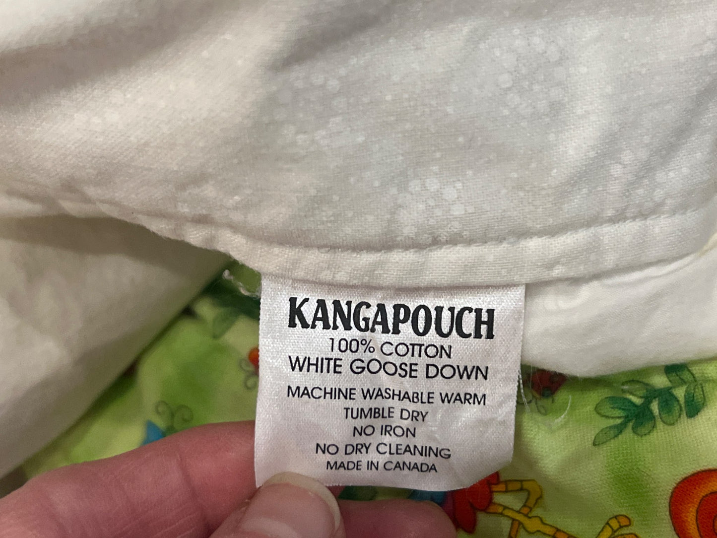 Kangapouch Down Sleep Sack, Green Animal Print, 36" length, size Small Tall, VGUC, Current MSRP ~$243. Made in Canada., 12-18 Months (Large)