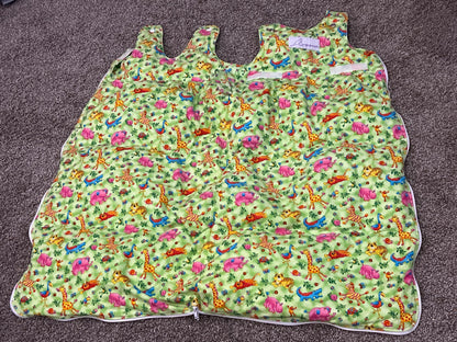 Kangapouch Down Sleep Sack, Green Animal Print, 36" length, size Small Tall, VGUC, Current MSRP ~$243. Made in Canada., 12-18 Months (Large)