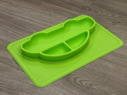 Feeding mat, green car, sticks to table, VGUC