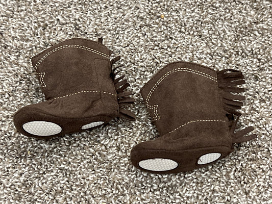 Brown Cowboy boot crib shoes, newborn size, EUC, Shoes 0 (Baby: 0-12 mth)