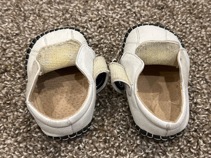 HB Baby brand, White velcro with black leather soft-sole crib shoes, roughly size 3, VGUC, Shoes 3 (Baby: 0-12 mth)